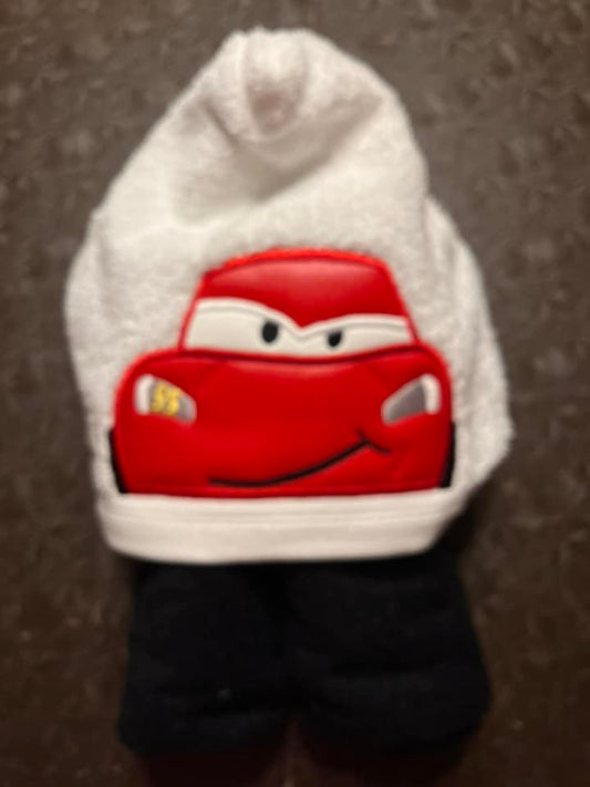 Red Racing Car Hooded Towel