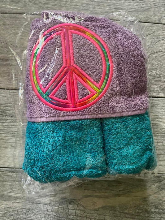 Peace Sign Hooded Towel